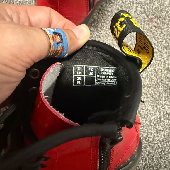 Dr. Martens Patent Leather Red Lace-Up Boots Sz 12 - Picture 6 of 6